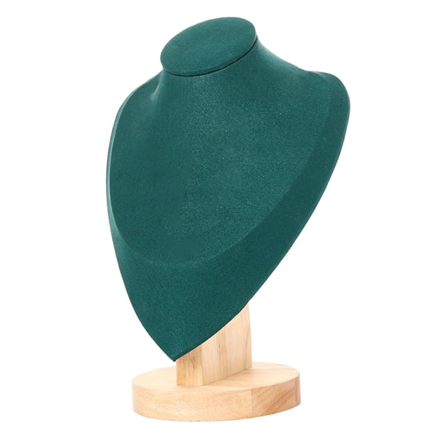 Organizador de exhibición de joyas, soporte de cadena de busto de madera, se siente muy bien al tacto. Verde M