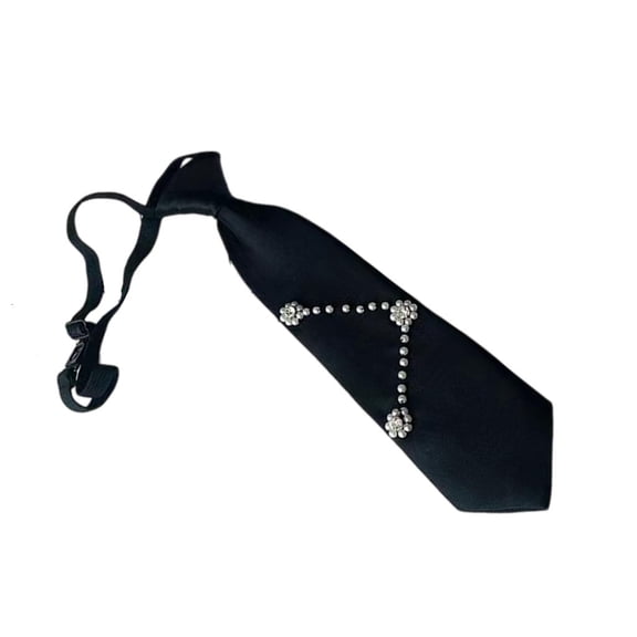 Giaone Uniform Ties School Girls Pearls Bowtie Necktie Pre-tied Black Ties