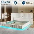 thumbnail image 3 of Merluxy Queen Bed Frame with Oversized Headboard,Floating Design,RGB LED Lights,No Box Spring Needed,Velvet Cream, 3 of 10