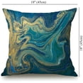 thumbnail image 4 of Paint Blue Green and Gold Liquid Marbling Ink Marble Abstract Pattern Aqua Nature Stone Turquoise Water Throw Pillow Case 18 x 18 Inch Decorative Cotton Linen Cushion Cover for Sofa Couch Bed, 4 of 5
