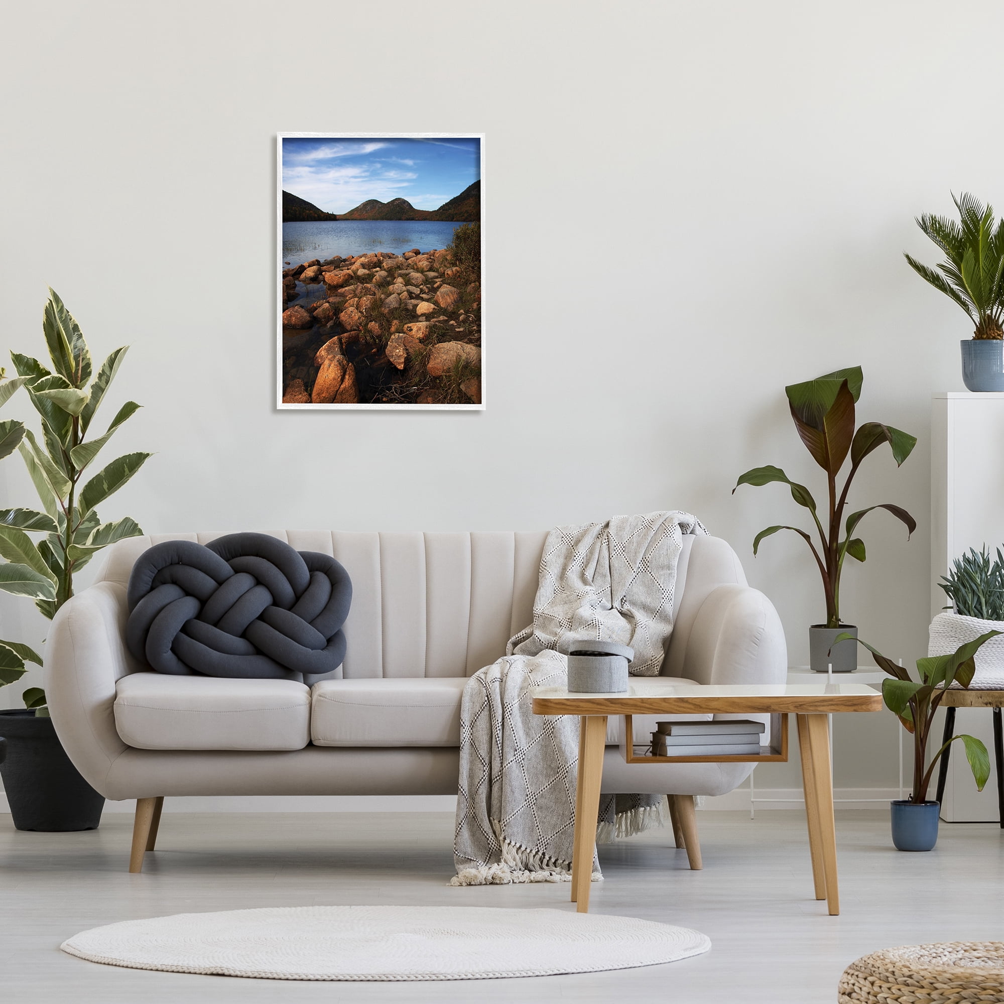 Stupell Industries Acadia Pond Photography Nature Photography White Framed Art Print Wall Art, 24 x 30
