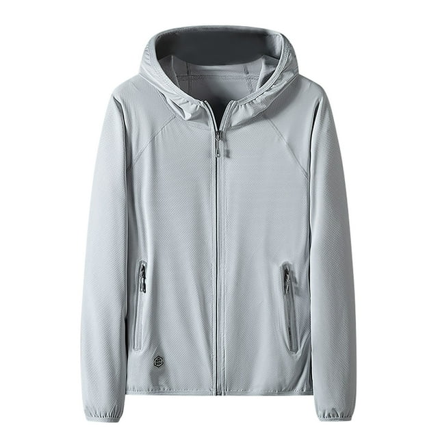QIPOPIQ Men's Cotton Full Zip Workout Athletic Jackets Lightweight Running Jacket Breathable Hooded Jacket Clearance