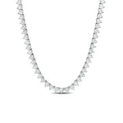 Everly Women's 30-9/10 Carat T.G.W. Heart-Cut Created White Sapphire Sterling Silver Tennis Necklace