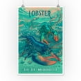 thumbnail image 3 of Cape Cod, Massachusetts, Fluid Linework, Lobster (12x18 Wall Art Poster, Room Decor), 3 of 3