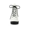 thumbnail image 6 of BLISSFUL STEP Women's Platform Lace Up Block Heel Ankle Combat Boot White 9.5, 6 of 7
