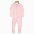 thumbnail image 2 of Footed Long Sleeve Baby Pajamas With Zipper Cotton Infant Sleepers, 2 of 9