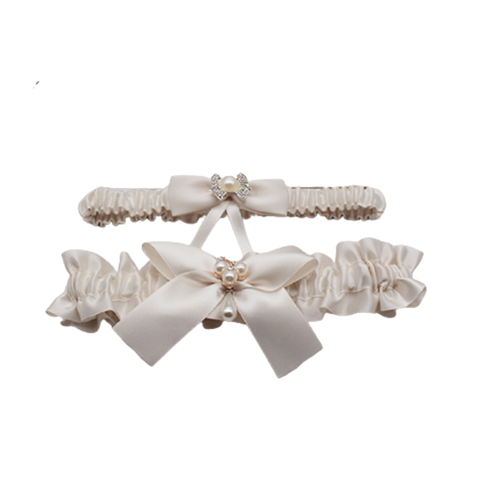 2pcs Wedding Garters Belt Lace Pearl Floral Embroidery Garter High