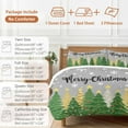 thumbnail image 6 of Green Christmas Tree Comforter Set Full Size, Merry Christmas Pine Trees Snowing Grey Soft Bedding Set for Man Woman, 4 Pieces Duvet Cover Set with Fitted Sheet, 2 Pillowcases, 6 of 9
