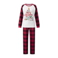 thumbnail image 2 of Christmas Family Pajamas Matching Set Letters T-shirt with Plaid Pants, 2 of 10