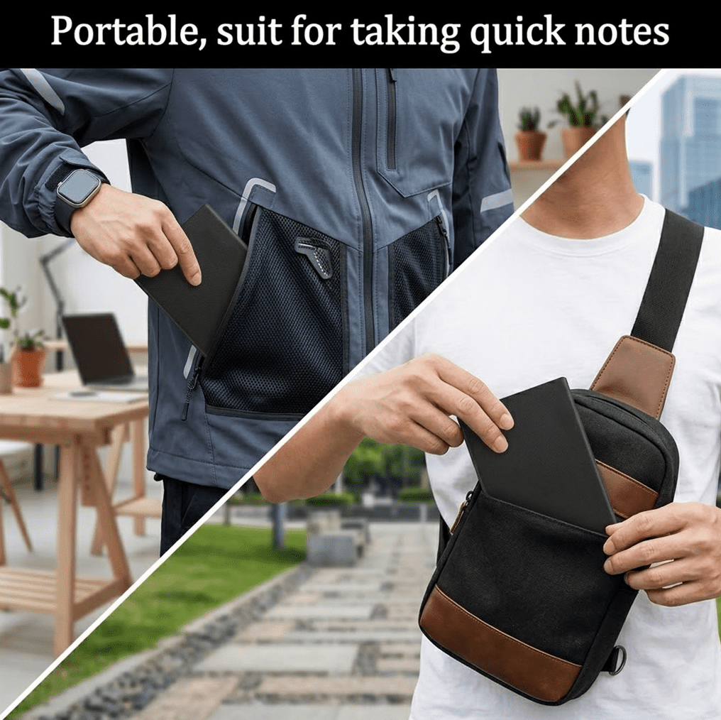 48-Pack Bulk A6 Pocket Notebooks, Black Faux Leather Professional Journals, 8mm Ruled 80 Sheets 80GSM Paper, with Elastic Band & Ribbon Bookmark for Office Work