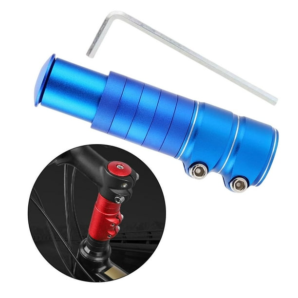 Adaptador de altura del manillar de bicicleta Cola 28,6mm Elevador de vástago de bicicleta azul 13cmx3.5cm