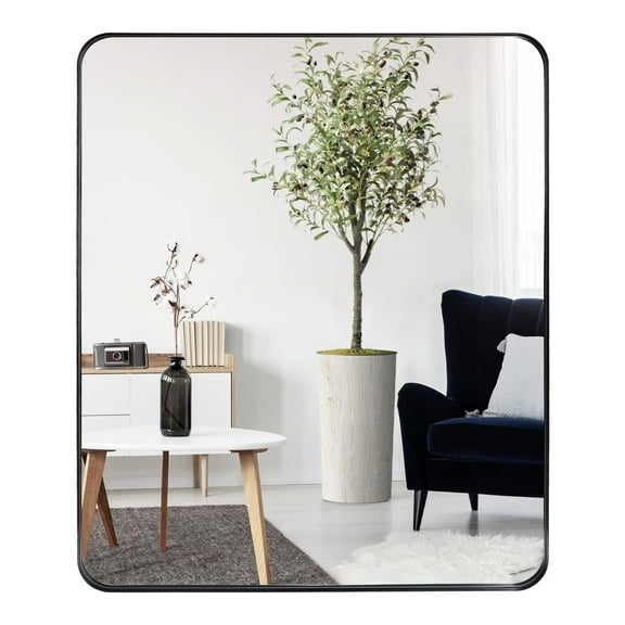 Rectangle Mirror 30x36 inch, Black Metal Frame Wall Mirror, Modern Decorative Mirror for Bedroom, Living Room, Entryway, Fireplace