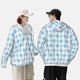 thumbnail image 4 of Fotbe Blue and White Squares Chaqueta con Protección Solar UPF 50+ para Hombre y Mujer, Camisa con Capucha y Bolsillos-Large, 4 of 7