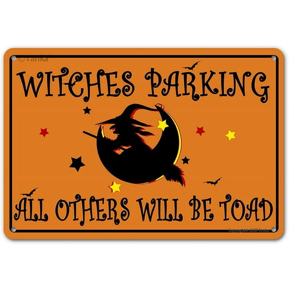 Witches Parking All Others Will Be Toad Halloween Decoration Iron Poster Painting Tin Sign Vintage Wall Decor for Cafe Bar Pub Home Beer Decoration Crafts
