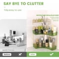 thumbnail image 2 of Makeup Organizer for Vanity, 2-Tier Corner Bathroom Organizer Countertop with Makeup Brush Holder, Corner Counter Storage for Bathroom Dresser- Green, 2 of 7