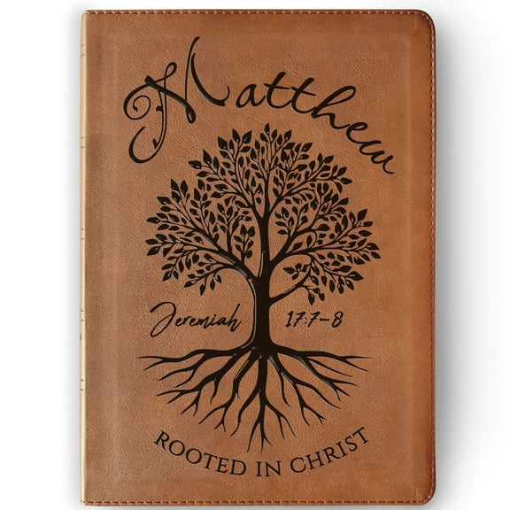 Personalized NASB 1995 Bible, Rooted in Christ Tree Design, Custom Name Engraved, Christian Gifts