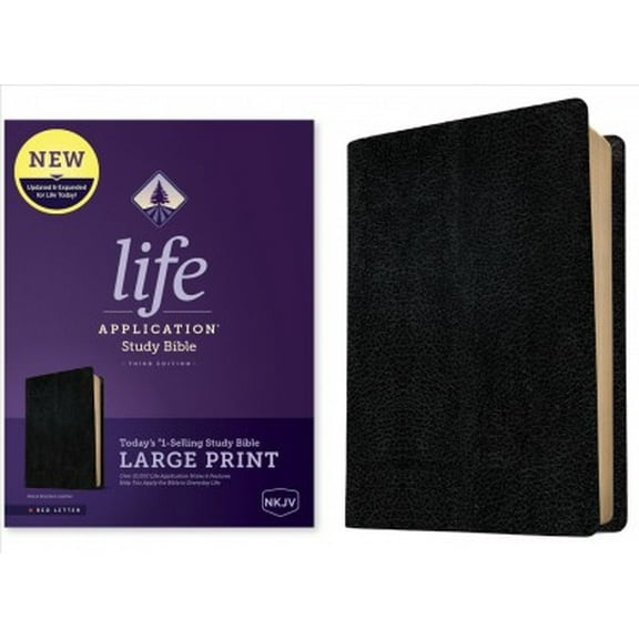 Pre-Owned NKJV Life Application Study Bible, Third Edition, Large Print (Bonded Leather, Black, Red Letter), (Hardcover)