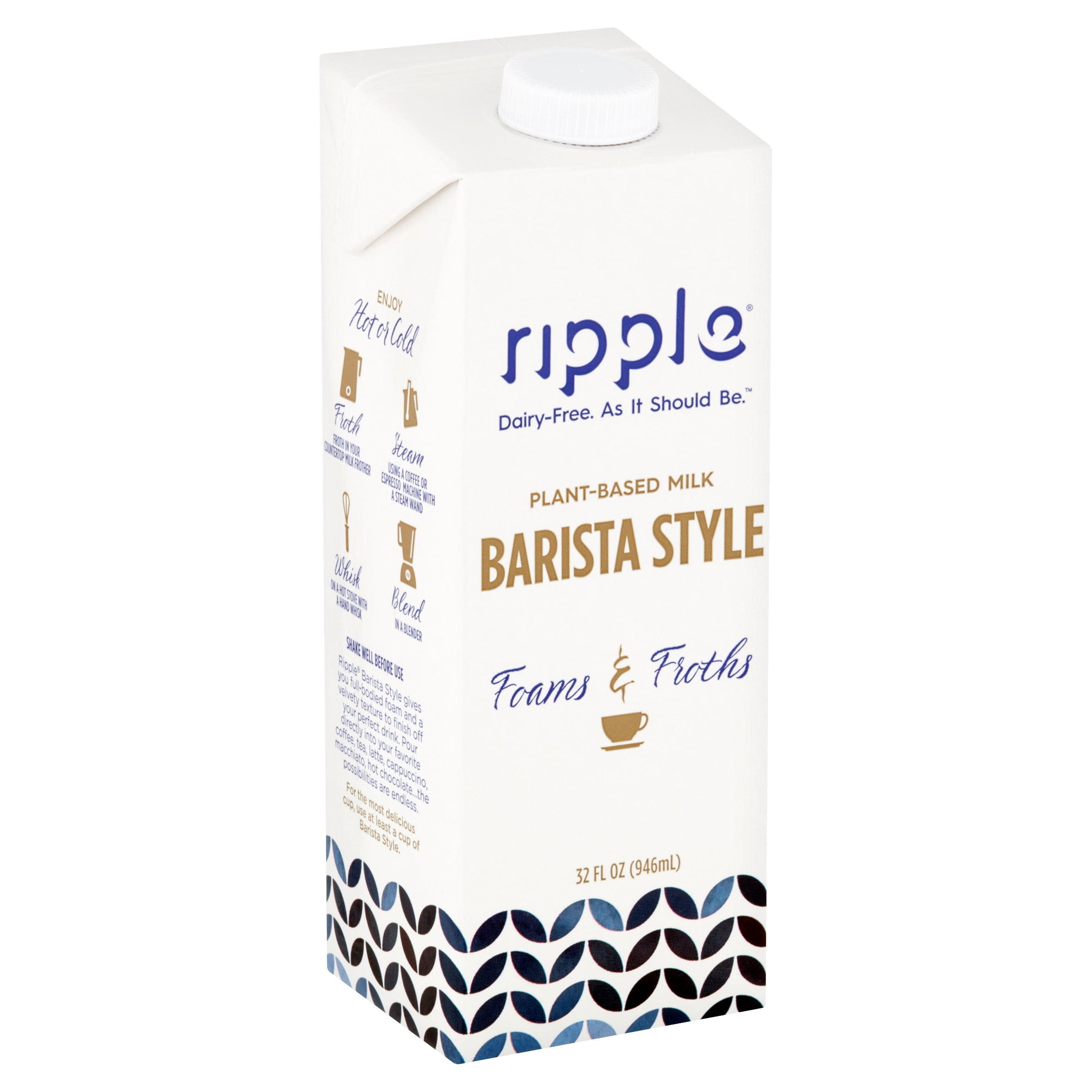 Ripple Barista Style Foams & Froths Plant-Based Milk, 32 fl oz