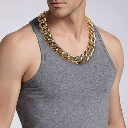 YSNOOWE Chunky Chain Necklace 60cm Golden Hip-hop Jewelry for Men and Women 1Pack