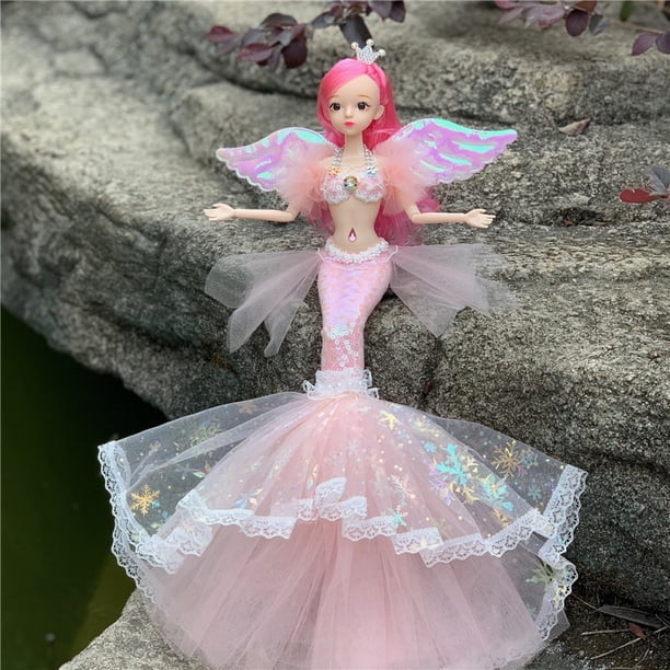New 1/6 Wedding Mermaid Doll 30 Cm Bjd Doll 13 Joint Movable Fashion 3D Eye Clothes Detachable Dress-up Toy Girl Birthday Gift Gao Jinjia LED