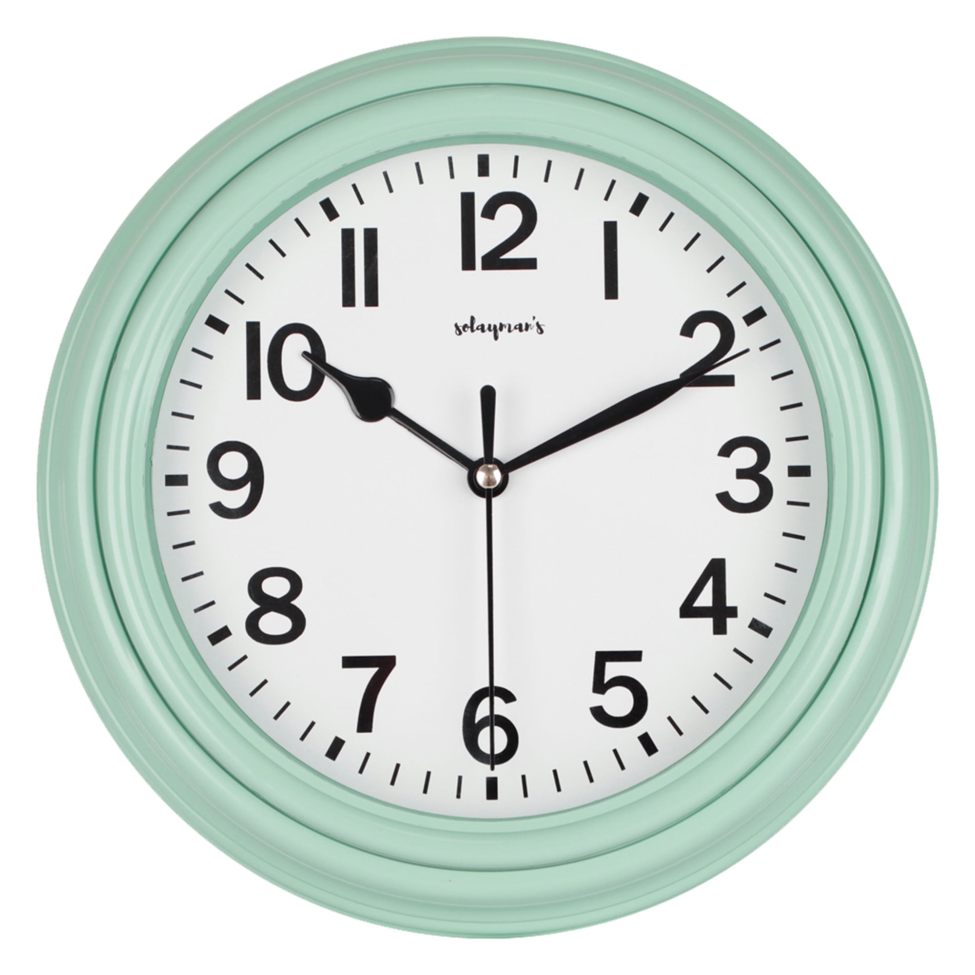 Solayman's Ultimate Silent Wall Clock with Non-Ticking Quartz Movement, Easy to Read Classic Round Wall Clock for Living Room Decor, Bedroom, Kitchen , Office, Classroom- Mint Wall Clock