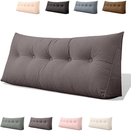 Twin Dorm Bed Bolster Cushion, Wedge Headboard Pillow (Grey, 39.37in) | Ergonomic Back Support