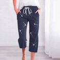 thumbnail image 2 of YDLCAFD Women's Spring And Summer Printed Lace Up Pocket Loose Wide Legged Capris (3), 2 of 4