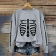 thumbnail image 2 of Charmgo Halloween Sweatshirt Under $15, Women's Trendy Halloween Skeleton Bones Casual Sweatshirt, Halloween Sweater for Women Grey XXL, 2 of 4