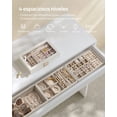 thumbnail image 4 of Caja Joyero con 4 Bandejas Apilables, Caja de Joyas Grande, 17 x 28 x 18.3 cm, Tapa de Cristal, Blanco, 4 of 9