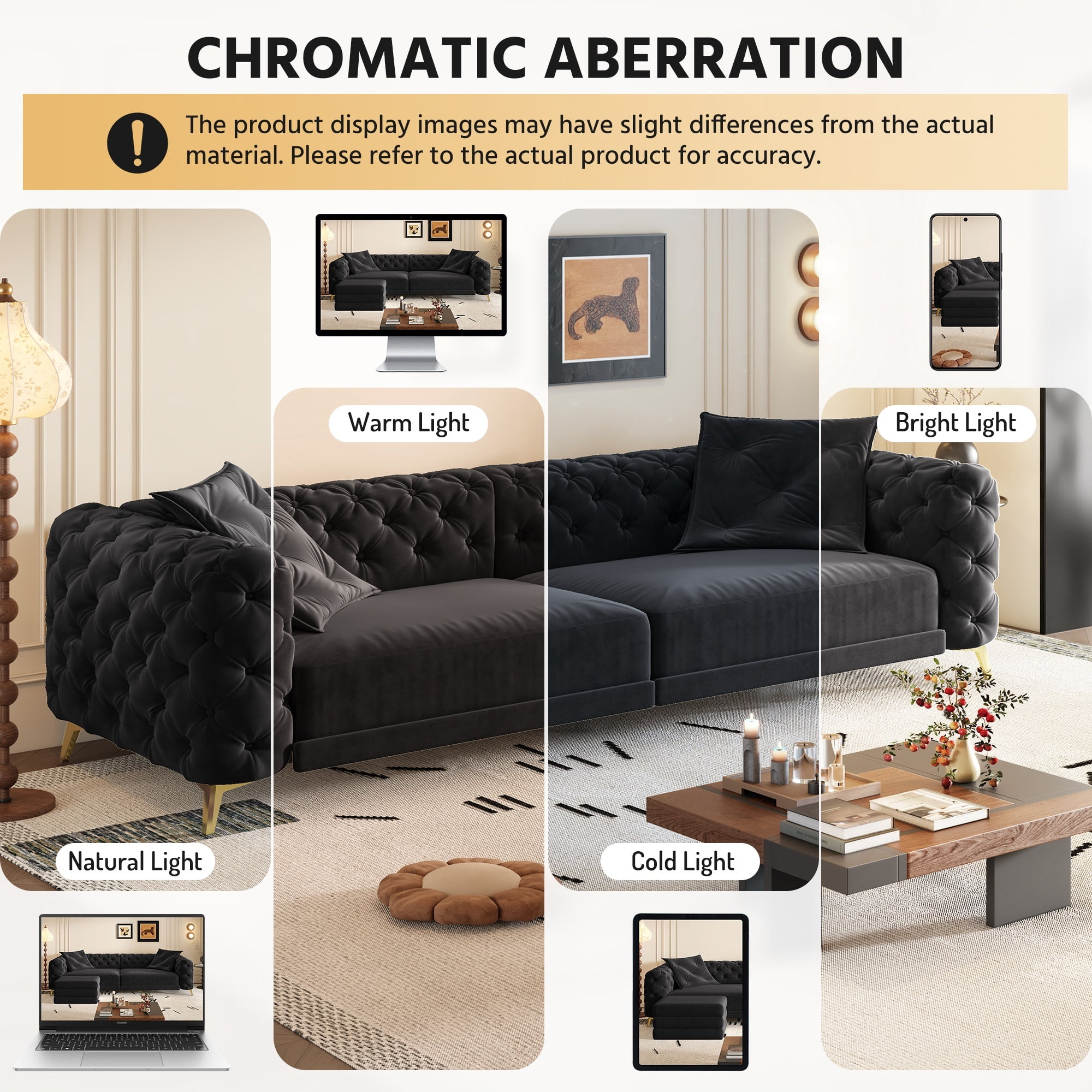 avobird 97" Overside Convertible Sofa, 3 in 1 Pull Out Sleeper Sofa Bed with Movable Ottoman, Button Tufted Modern Sofa for Living Room, Black