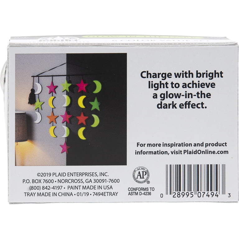 FolkArt Glow-in-the-Dark Acrylic Paint Set, 6 Colors photo 5