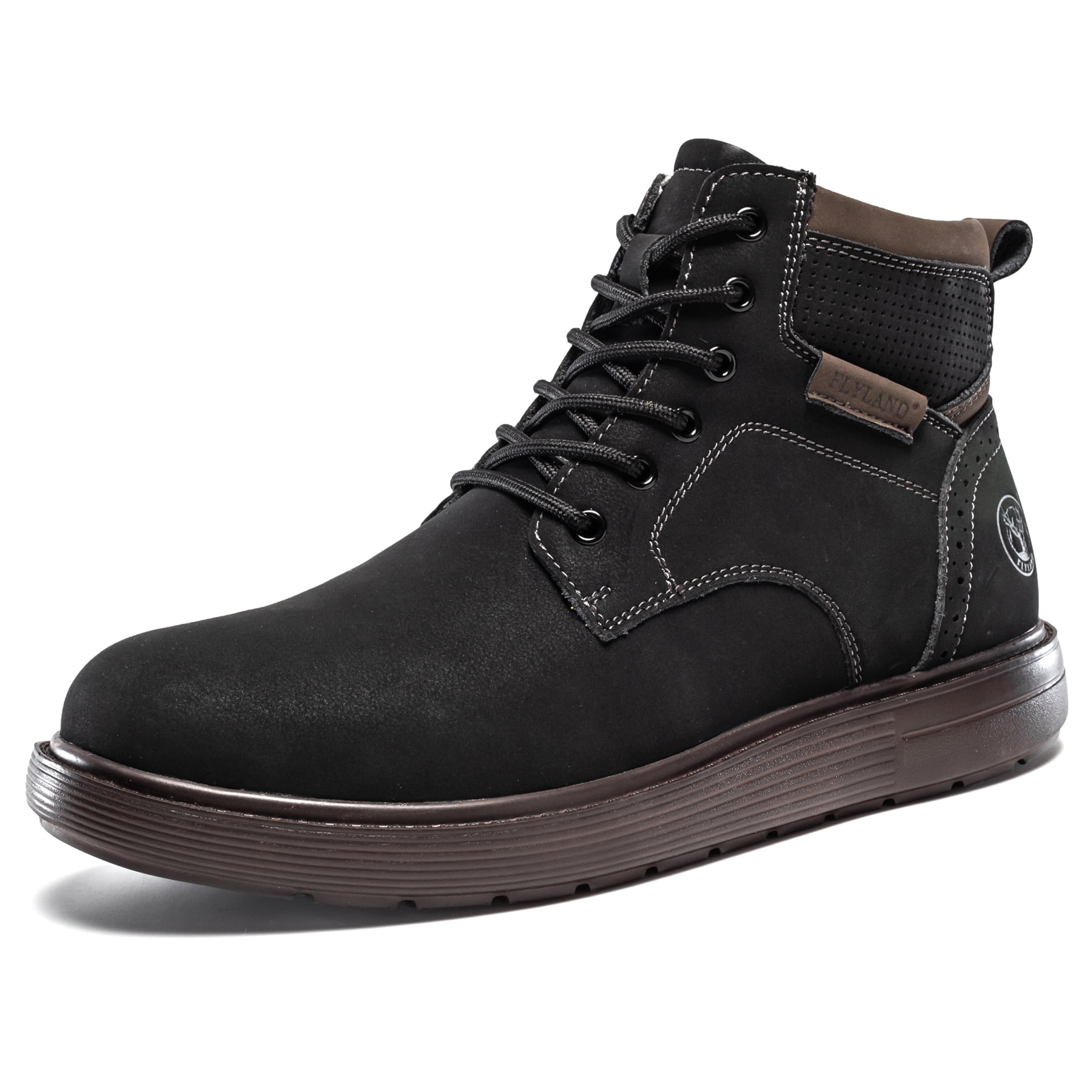 Flyland Mens 48 US 13 Black Leather Chukka Boots Outdoor Hiking Casual Normcore Amazon.com | FLYLAND Men main image 2