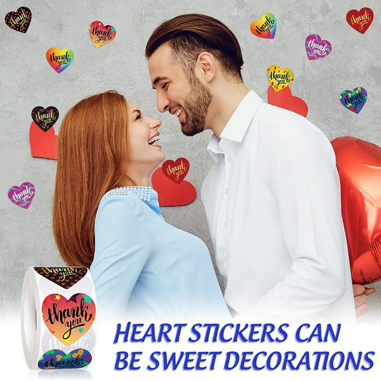 500pcs Valentines Day Stickers for Kids, 1.5'' Heart Stickers for Envelopes, Waterproof Self Adhesive Round Roll Holiday Stickers, Anniversaries