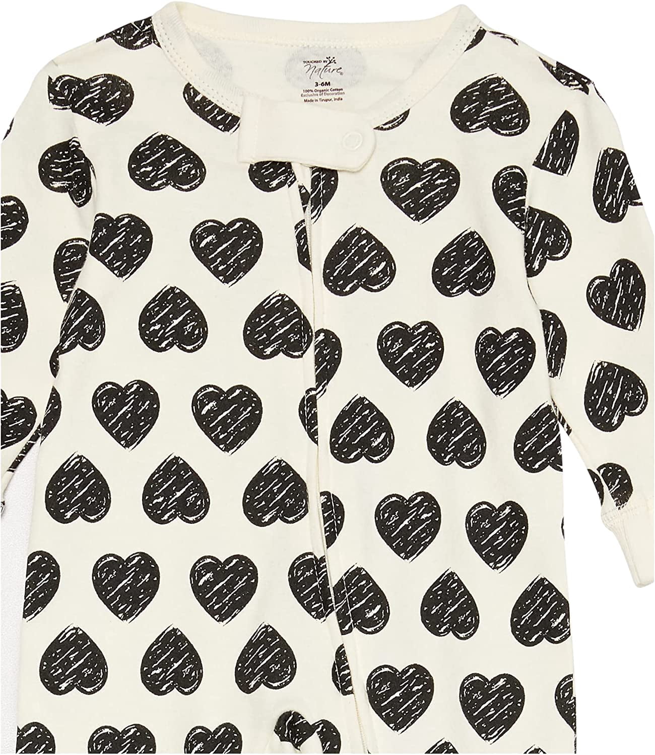 Touched by Nature Baby Girl Organic Cotton Zipper Sleep and Play 3pk, Heart, 0-3 Months