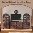 thumbnail image 7 of Arch Bookshelf with Storage Set of 2, Tall Bookcase with Glass Doors & Drawers, 7 of 7