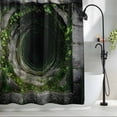 thumbnail image 2 of 3D Optical Illusion Small Stall Shower Curtain, Waterproof Shower Curtains for Bathroom, Visual Trap Looks Like Holes Green Grey Washable Fabric Bath Curtain for Bathtub with Hooks 36x78 Inches, 2 of 9