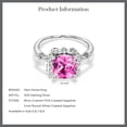 thumbnail image 6 of Gem Stone King 925 Sterling Silver Pink Created Sapphire and White Created Sapphire Engagement Ring for Women | 2.85 Cttw | Cushion 8MM | Gemstone September Birthstone | Size 6, 6 of 6