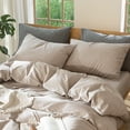 thumbnail image 4 of MooMee Pillowcases 100% Washed Cotton Linen Like Textured Envelope Closure Set of 2 (Taupe, Standard), 4 of 4