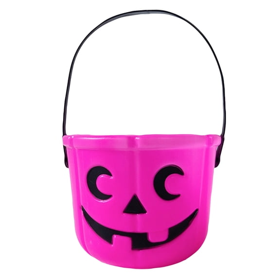 Decorr Halloween Pumpkin Candy Bucket, 5.3x7.1" Plastic Trick or Treat Pail with Handle, Halloween Party Supplies, Kids Halloween Party Candy Storage Basket for Holiday Gift Goodie Holder