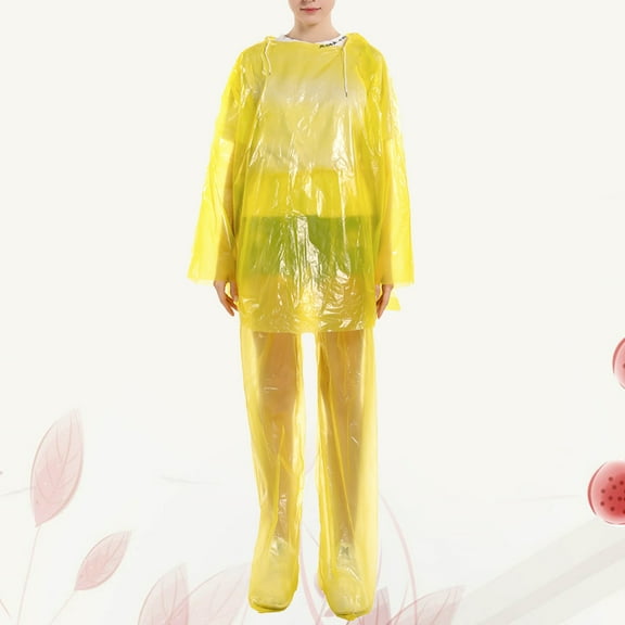 GOOHOCHY Adult Disposable Raincoat with Hood Windproof Portable Yellow Plastic Rain Poncho One Size Fits Most