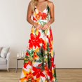 thumbnail image 2 of HAJWOH 2026 Women's Spaghetti Vacation Sundress Summer Beach Flowy Boho Floral Maxi Dresses, 2 of 7