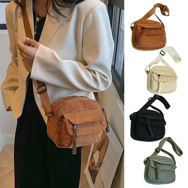 Xihbxyly Bolso Bandolera de Pana de Moda, Diseño Elegante, Tamaño Compacto, Versátil para Uso Diario, Ideal para El Campus y Estilo Casual, Ideal para Mujeres, 19 X 19 X 7 Cm.