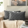 thumbnail image 1 of HTOOQ Velvet Throw Pillow Covers Decorative Rectangular Soft Solid Pillowcases Plaid 12 X 20 Inch Dark Grey Couch Pillows Set of 2 Cushion Covers with Invisible Zipper for Sofa Bedroom Living Room, 1 of 6
