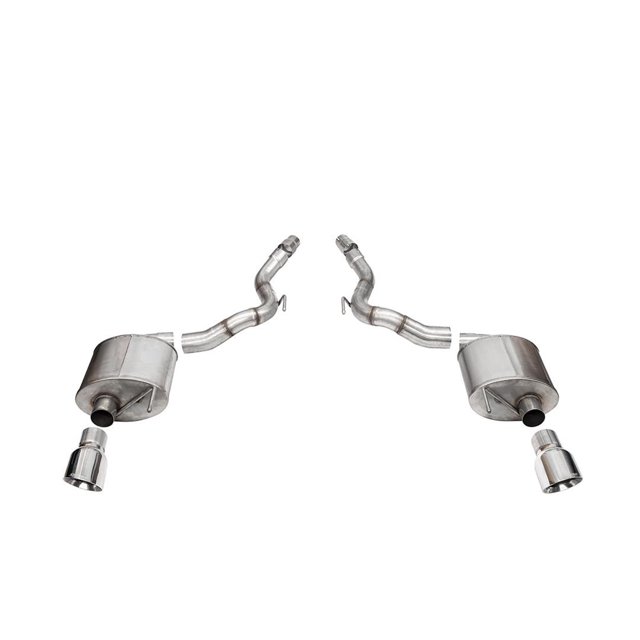 Corsa Performance Exhaust System Kit 21276 Touring Axle Back System; Stainless Steel; With Touring Sound Level Mufflers; 3 Inch Pipe Diameter; Dual Exhaust With Dual Exit; Dual Split Rear Exit