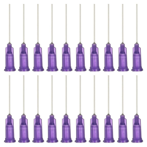 21Ga Dispensing Needles, 52PCS 1 Inch Industrial Blunt Tip Dispensing Needle Syringes with Luer Lock Needle for Refilling Liquid Inks Adhesive Glue Oil,Purple
