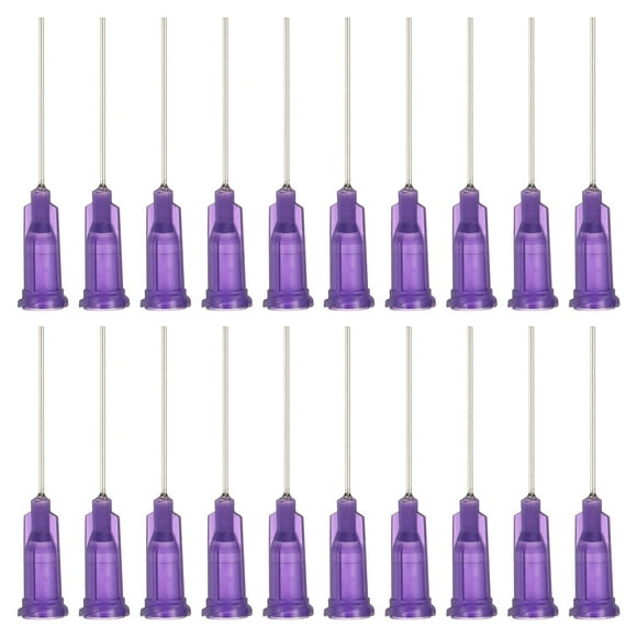 21Ga Dispensing Needles, 52PCS 1 Inch Industrial Blunt Tip Dispensing Needle Syringes with Luer Lock Needle for Refilling Liquid Inks Adhesive Glue Oil,Purple
