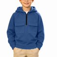 thumbnail image 2 of ITSAME Boys Half Zip Fleece Hoodie Pullover Long Sleeve Loose Fit Casual Fashion Sweatshirt with Chest Pockets Size 6, 2 of 9