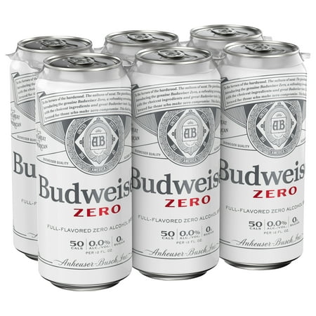 Budweiser Zero Non-Alcoholic Beer, 6 pack, 16 fl oz Cans 0.0% ABV