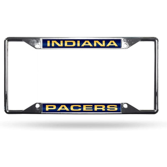 Indiana-Basketball-Pacer's All Corner EZ View Chrome Metal Laser Cut License Plate Frame