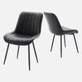 thumbnail image 1 of Qinaqin Set de 2 Negro Cuero Sintético cm Profundidadining Chairs con Metálico Legs para Kitchen y Sala, 1 of 6
